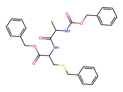 Carbobenzyloxyalanyl-S-benzylcysteine benzyl ester structure