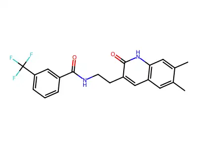 N-[2-(6,7-dimethyl-2-oxo-1H-quinolin-3-yl)ethyl]-3-(trifluoromethyl)benzamide structure
