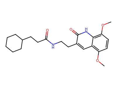 3-cyclohexyl-N-[2-(5,8-dimethoxy-2-oxo-1H-quinolin-3-yl)ethyl]propanamide structure