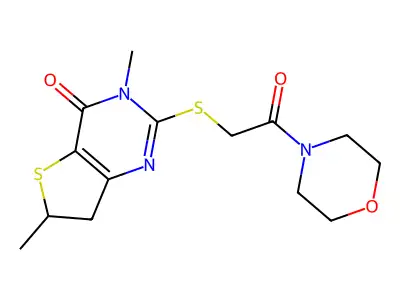 3,6-dimethyl-2-{[2-(morpholin-4-yl)-2-oxoethyl]sulfanyl}-3H,4H,6H,7H-thieno[3,2-d]pyrimidin-4-one structure