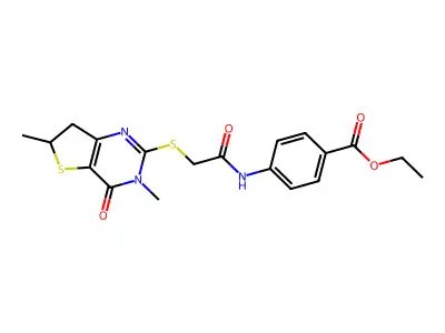 ethyl 4-(2-((3,6-dimethyl-4-oxo-3,4,6,7-tetrahydrothieno[3,2-d]pyrimidin-2-yl)thio)acetamido)benzoate structure