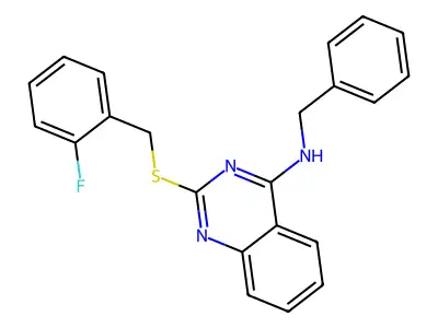 N-benzyl-2-[(2-fluorophenyl)methylsulfanyl]quinazolin-4-amine structure