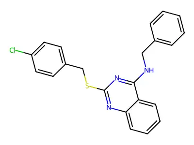 N-benzyl-2-[(4-chlorophenyl)methylsulfanyl]quinazolin-4-amine structure