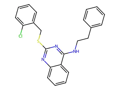 2-((2-chlorobenzyl)thio)-N-phenethylquinazolin-4-amine structure