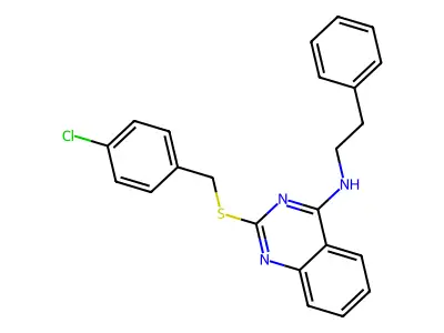 2-((4-chlorobenzyl)thio)-N-phenethylquinazolin-4-amine structure