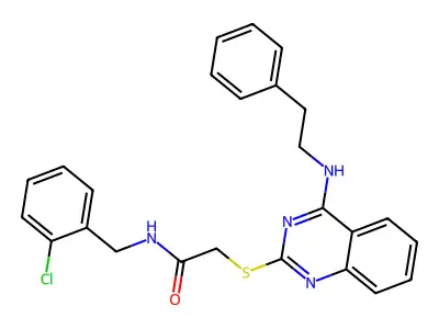 N-(2-chlorobenzyl)-2-((4-(phenethylamino)quinazolin-2-yl)thio)acetamide structure