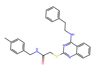 N-(4-methylbenzyl)-2-((4-(phenethylamino)quinazolin-2-yl)thio)acetamide structure