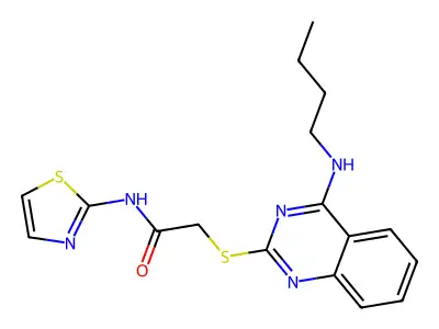 2-((4-(butylamino)quinazolin-2-yl)thio)-N-(thiazol-2-yl)acetamide structure