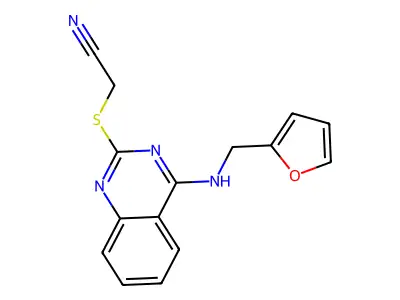 2-((4-((Furan-2-ylmethyl)amino)quinazolin-2-yl)thio)acetonitrile structure