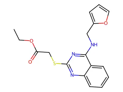 Ethyl ({4-[(2-furylmethyl)amino]quinazolin-2-yl}thio)acetate structure