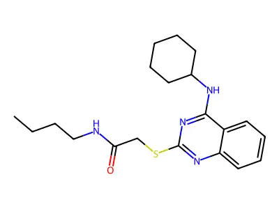 N-butyl-2-((4-(cyclohexylamino)quinazolin-2-yl)thio)acetamide structure