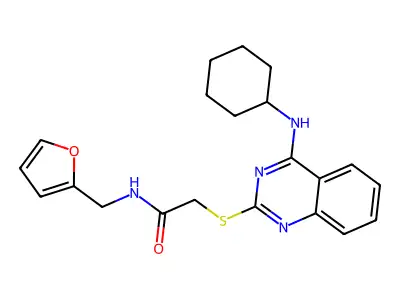 2-[4-(cyclohexylamino)quinazolin-2-yl]sulfanyl-N-(furan-2-ylmethyl)acetamide structure