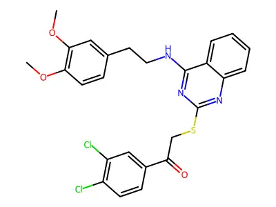 1-(3,4-dichlorophenyl)-2-[(4-{[2-(3,4-dimethoxyphenyl)ethyl]amino}quinazolin-2-yl)sulfanyl]ethan-1-one structure