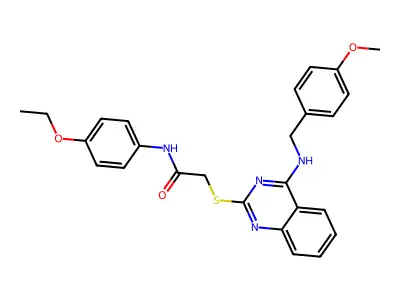 N-(4-ethoxyphenyl)-2-((4-((4-methoxybenzyl)amino)quinazolin-2-yl)thio)acetamide structure