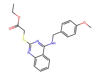 Ethyl 2-[4-[(4-methoxyphenyl)methylamino]quinazolin-2-yl]sulfanylacetate structure