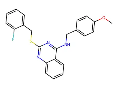 2-[(2-fluorophenyl)methylsulfanyl]-N-[(4-methoxyphenyl)methyl]quinazolin-4-amine structure