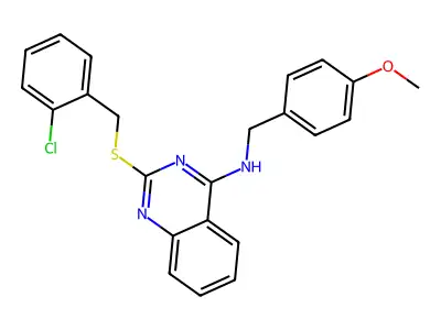 2-[(2-chlorophenyl)methylsulfanyl]-N-[(4-methoxyphenyl)methyl]quinazolin-4-amine structure