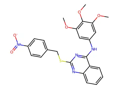 2-[(4-nitrophenyl)methylsulfanyl]-N-(3,4,5-trimethoxyphenyl)quinazolin-4-amine structure