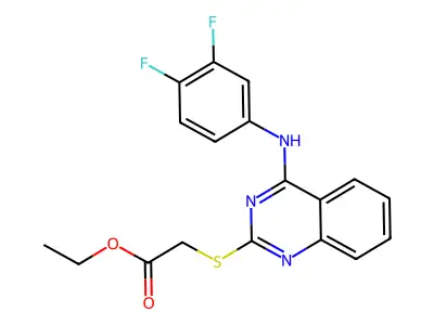Ethyl 2-[4-(3,4-difluoroanilino)quinazolin-2-yl]sulfanylacetate structure