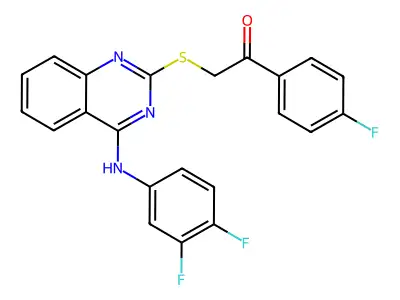 2-[4-(3,4-Difluoroanilino)quinazolin-2-yl]sulfanyl-1-(4-fluorophenyl)ethanone structure