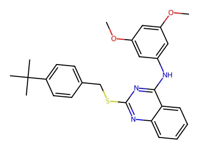 2-[(4-tert-butylphenyl)methylsulfanyl]-N-(3,5-dimethoxyphenyl)quinazolin-4-amine structure