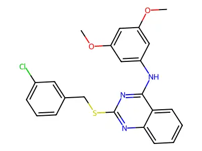 2-[(3-chlorophenyl)methylsulfanyl]-N-(3,5-dimethoxyphenyl)quinazolin-4-amine structure