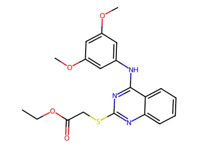 Ethyl 2-[4-(3,5-dimethoxyanilino)quinazolin-2-yl]sulfanylacetate structure
