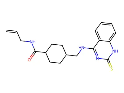 N-prop-2-enyl-4-[[(2-sulfanylidene-1H-quinazolin-4-yl)amino]methyl]cyclohexane-1-carboxamide structure