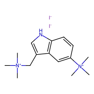 Ammonium, trimethyl(5-(trimethylammonio)-3-indolylmethyl)-, diiodide structure