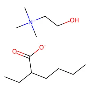 Ethanaminium, 2-hydroxy-N,N,N-trimethyl-, 2-ethylhexanoate (1:1) structure