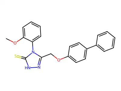 s-Triazole-2-thiol, 5-(4-biphenylyloxymethyl)-1-(o-methoxyphenyl)- structure