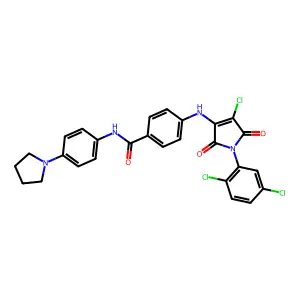 4-[[4-chloro-1-(2,5-dichlorophenyl)-2,5-dioxopyrrol-3-yl]amino]-N-(4-pyrrolidin-1-ylphenyl)benzamide structure