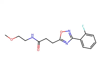 3-[3-(2-fluorophenyl)-1,2,4-oxadiazol-5-yl]-N-(2-methoxyethyl)propanamide structure
