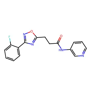 3-[3-(2-fluorophenyl)-1,2,4-oxadiazol-5-yl]-N-pyridin-3-ylpropanamide structure