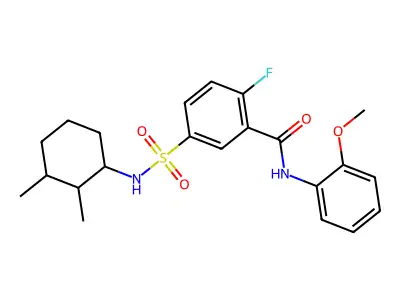 5-[(2,3-dimethylcyclohexyl)sulfamoyl]-2-fluoro-N-(2-methoxyphenyl)benzamide structure