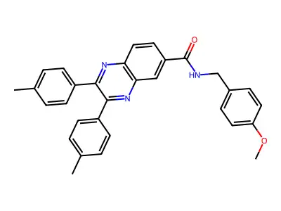 N-[(4-methoxyphenyl)methyl]-2,3-bis(4-methylphenyl)quinoxaline-6-carboxamide structure