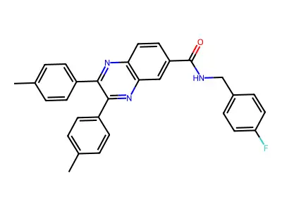 N-[(4-fluorophenyl)methyl]-2,3-bis(4-methylphenyl)quinoxaline-6-carboxamide structure