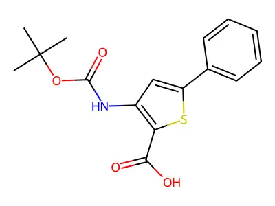 3-(((Tert-butoxy)carbonyl)amino)-5-phenylthiophene-2-carboxylic acid structure