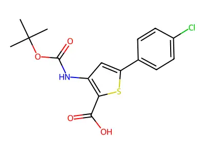 3-Tert-butoxycarbonylamino-5-(4-chlorophenyl)thiophene-2-carboxylic acid structure