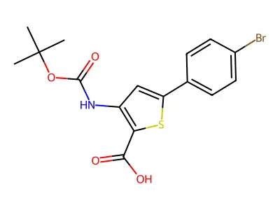 5-(4-Bromophenyl)-3-{[(tert-butoxy)carbonyl]amino}thiophene-2-carboxylic acid structure