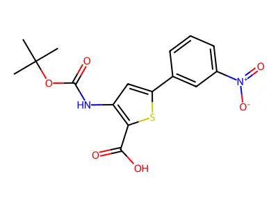 3-Tert-butoxycarbonylamino-5-(3-nitrophenyl)thiophene-2-carboxylic acid structure