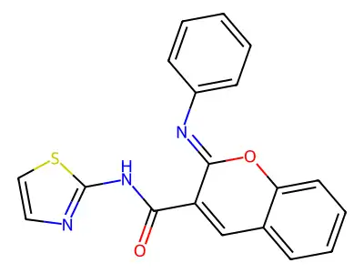 (2Z)-2-(phenylimino)-N-(1,3-thiazol-2-yl)-2H-chromene-3-carboxamide structure
