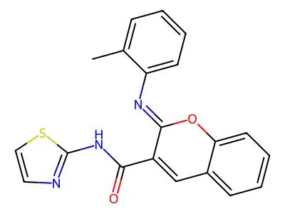 (2Z)-2-[(2-methylphenyl)imino]-N-(1,3-thiazol-2-yl)-2H-chromene-3-carboxamide structure