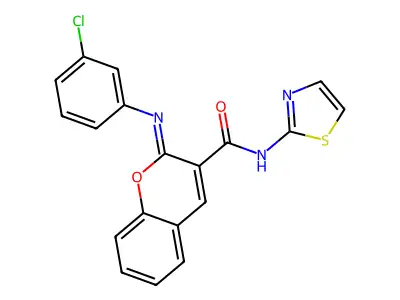 (2Z)-2-[(3-chlorophenyl)imino]-N-(1,3-thiazol-2-yl)-2H-chromene-3-carboxamide structure