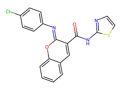 (2Z)-2-[(4-chlorophenyl)imino]-N-(1,3-thiazol-2-yl)-2H-chromene-3-carboxamide structure