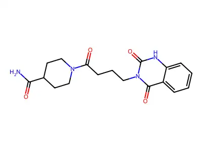 1-(4-(2,4-dioxo-1,2-dihydroquinazolin-3(4H)-yl)butanoyl)piperidine-4-carboxamide structure