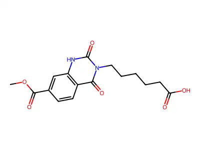 6-(7-methoxycarbonyl-2,4-dioxo-1H-quinazolin-3-yl)hexanoic acid structure