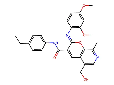 (2Z)-2-[(2,4-dimethoxyphenyl)imino]-N-(4-ethylphenyl)-5-(hydroxymethyl)-8-methyl-2H-pyrano[2,3-c]pyridine-3-carboxamide structure