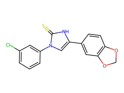 5-(1,3-benzodioxol-5-yl)-3-(3-chlorophenyl)-1H-imidazole-2-thione structure