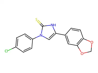 4-(benzo[d][1,3]dioxol-5-yl)-1-(4-chlorophenyl)-1H-imidazole-2(3H)-thione structure